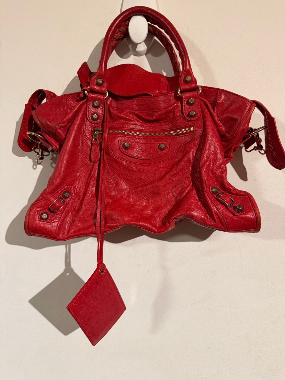 Balenciaga Red Leather City Bag RGHW
